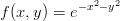            &minus;x2&minus;y2
f(x,y ) = e
